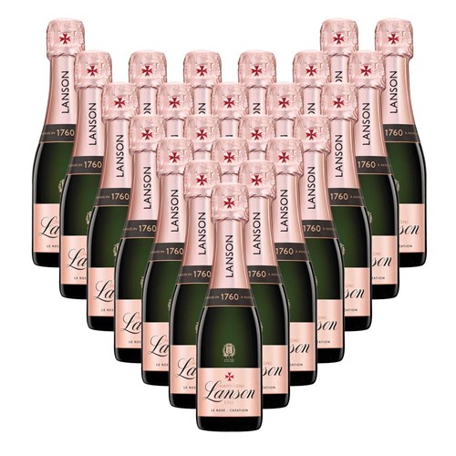 Case of 24 Bottles of Mini Lanson Le Rose Creation Champagne 20cl – Perfect for Parties or Giveaways